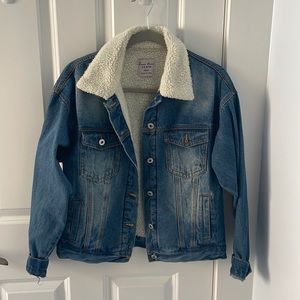 Fur-lined denim jacket